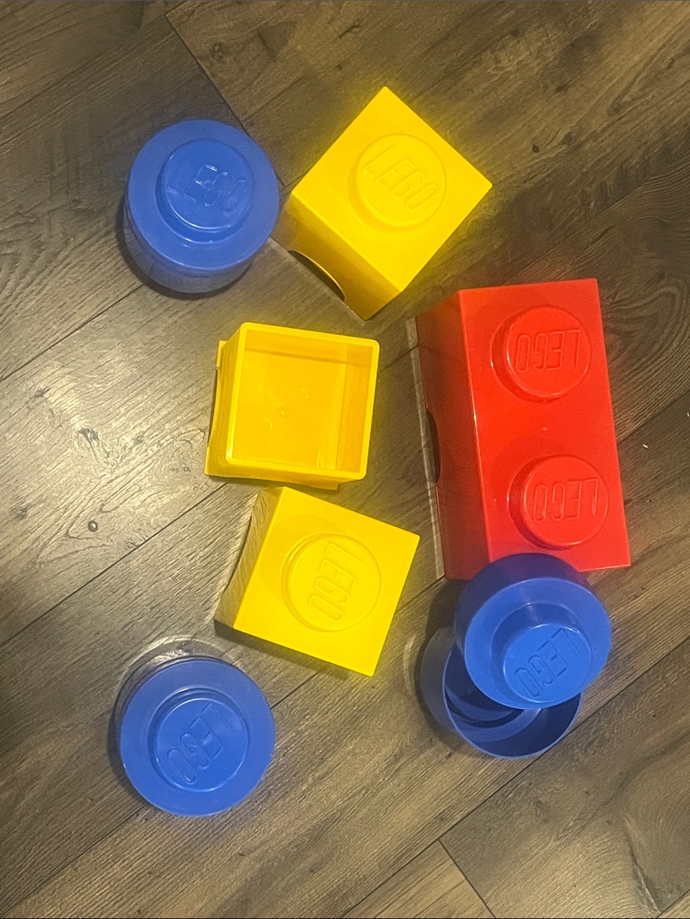 Lego Large Red, Yellow & Blue Stackable Storage Bricks